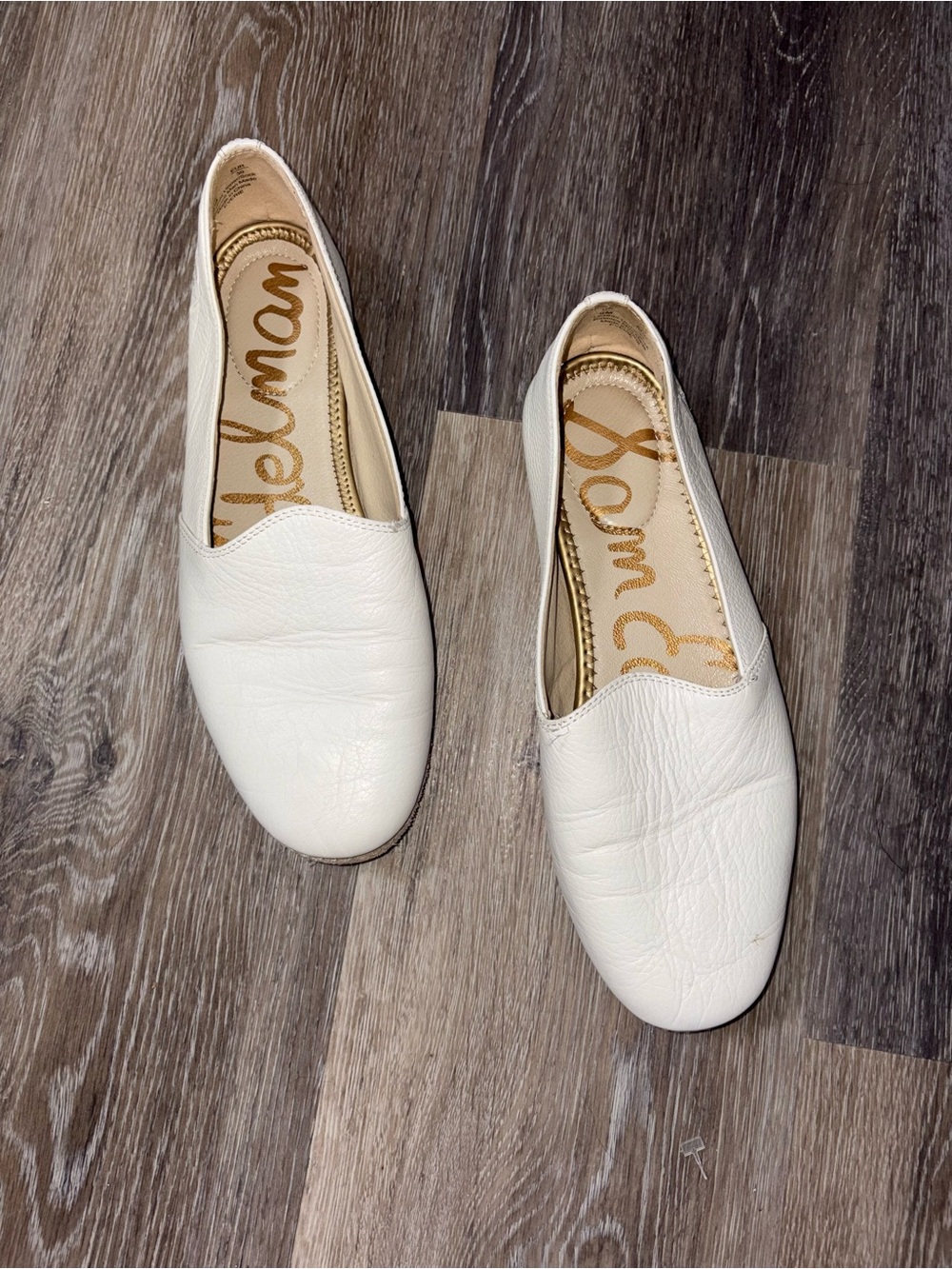 Sam Edelman White Leather Slip-On Loafer Flats Size 9